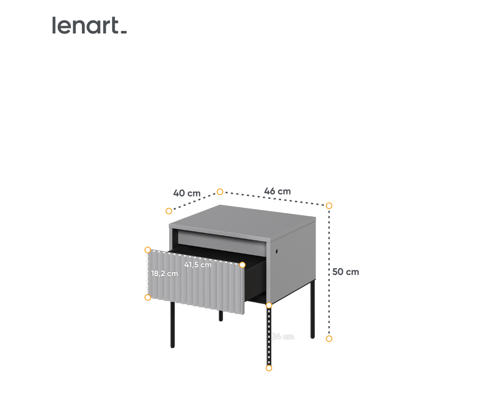 Stolik nocny z oświetleniem TREND TR-10 Szary