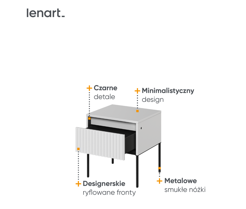 Stolik nocny z oświetleniem TREND TR-10 Biały