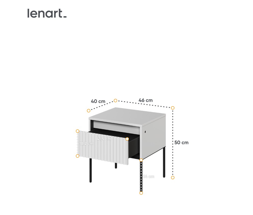 Stolik nocny z oświetleniem TREND TR-10 Biały