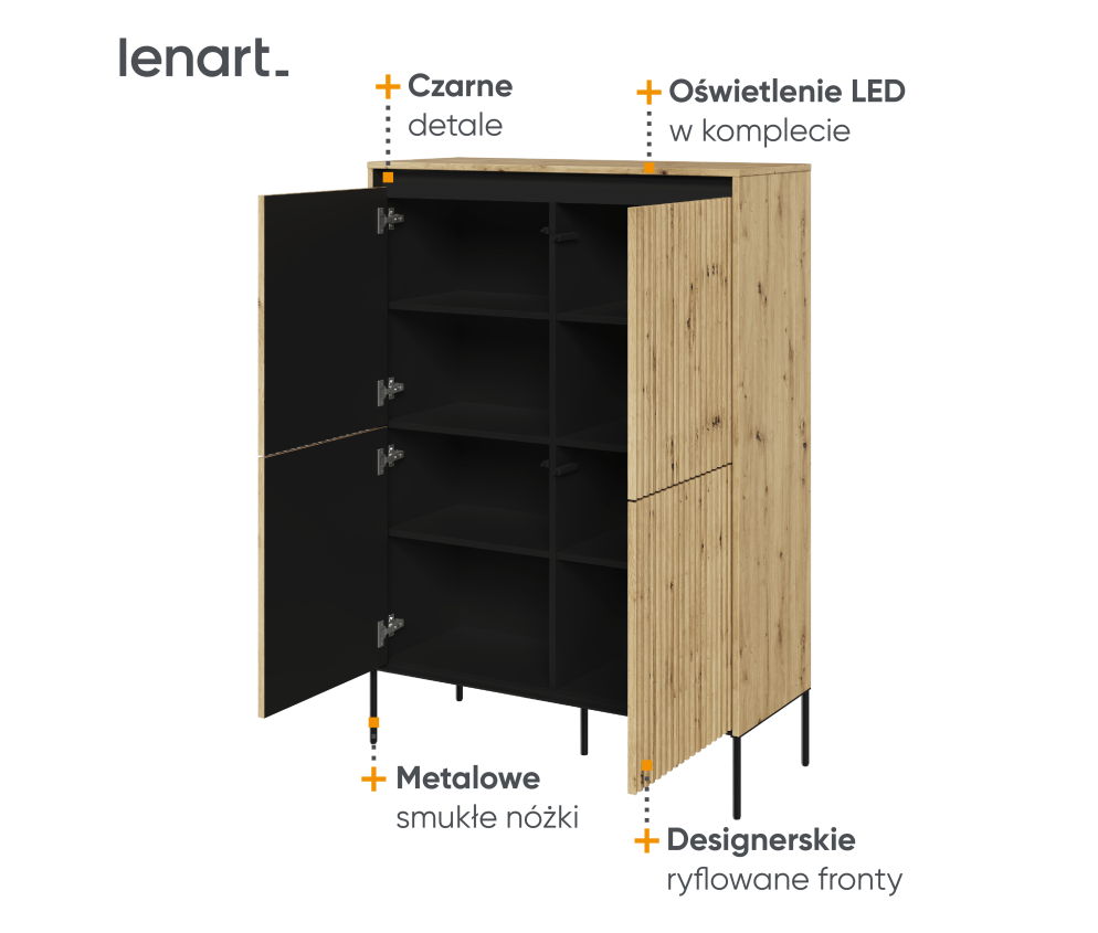 Komoda z oświetleniem TREND TR-03 Dąb Artisan