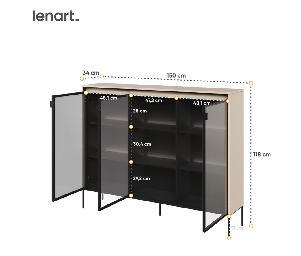 Witryna z oświetleniem TREND TR-08 Beżowa