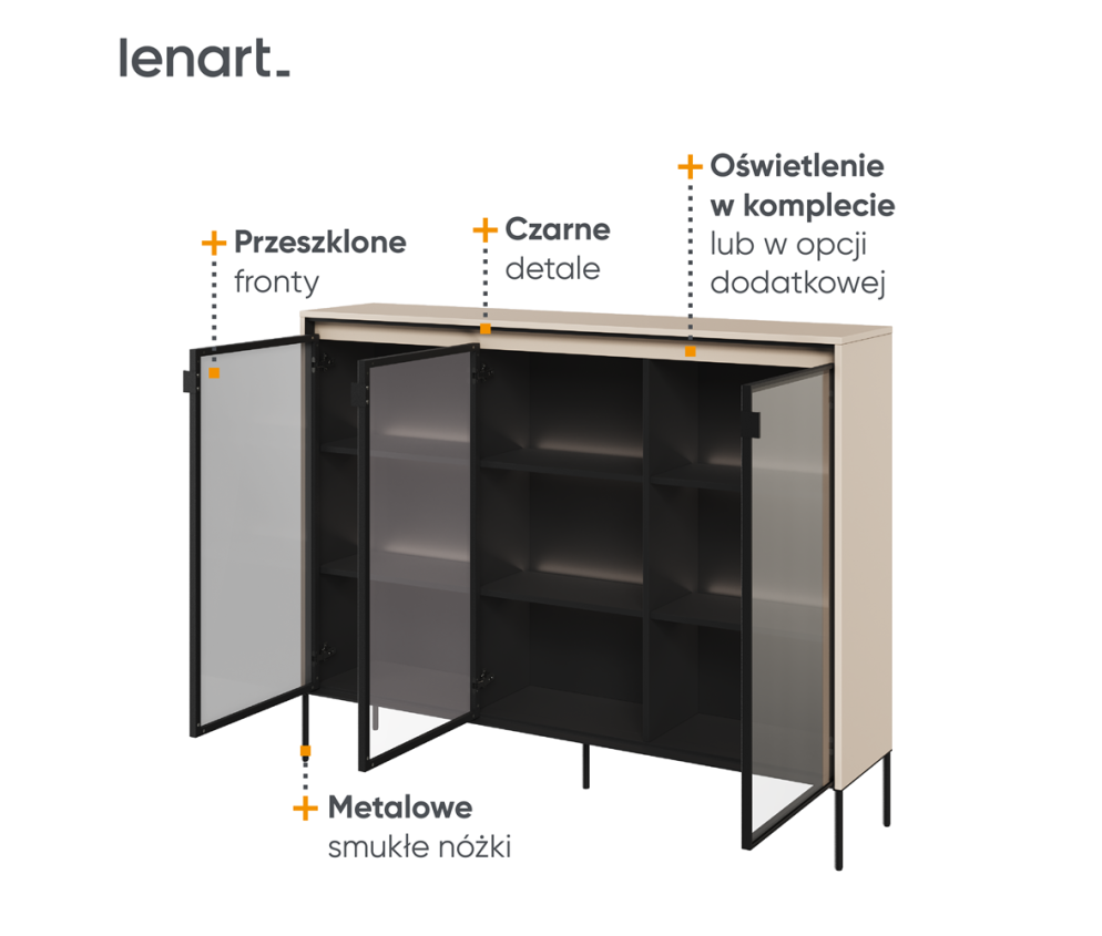 Witryna z oświetleniem TREND TR-08 Beżowa