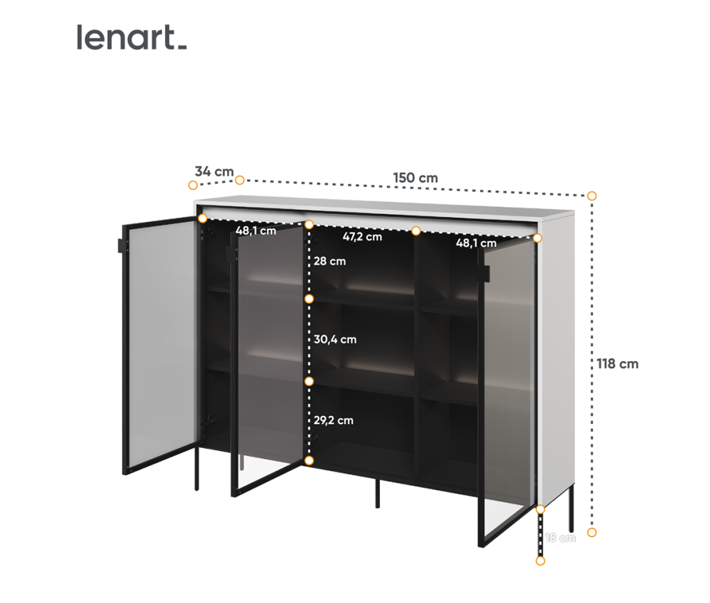 Witryna z oświetleniem TREND TR-08 Biała