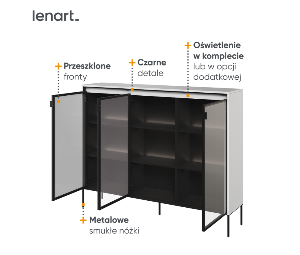 Witryna z oświetleniem TREND TR-08 Biała