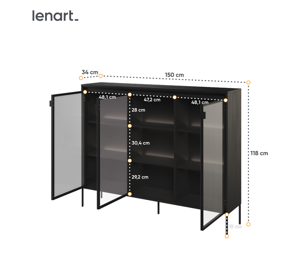 Witryna z oświetleniem TREND TR-08 Czarna