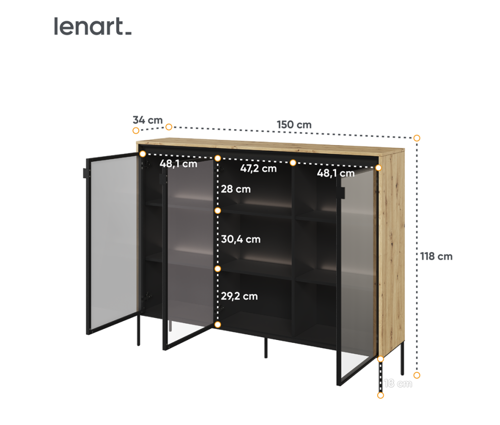 Witryna z oświetleniem TREND TR-08 Dąb Artisan