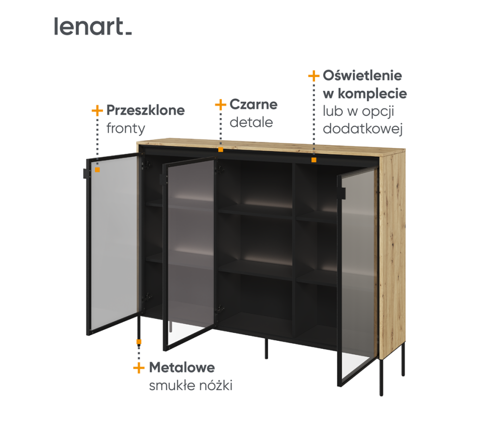 Witryna z oświetleniem TREND TR-08 Dąb Artisan