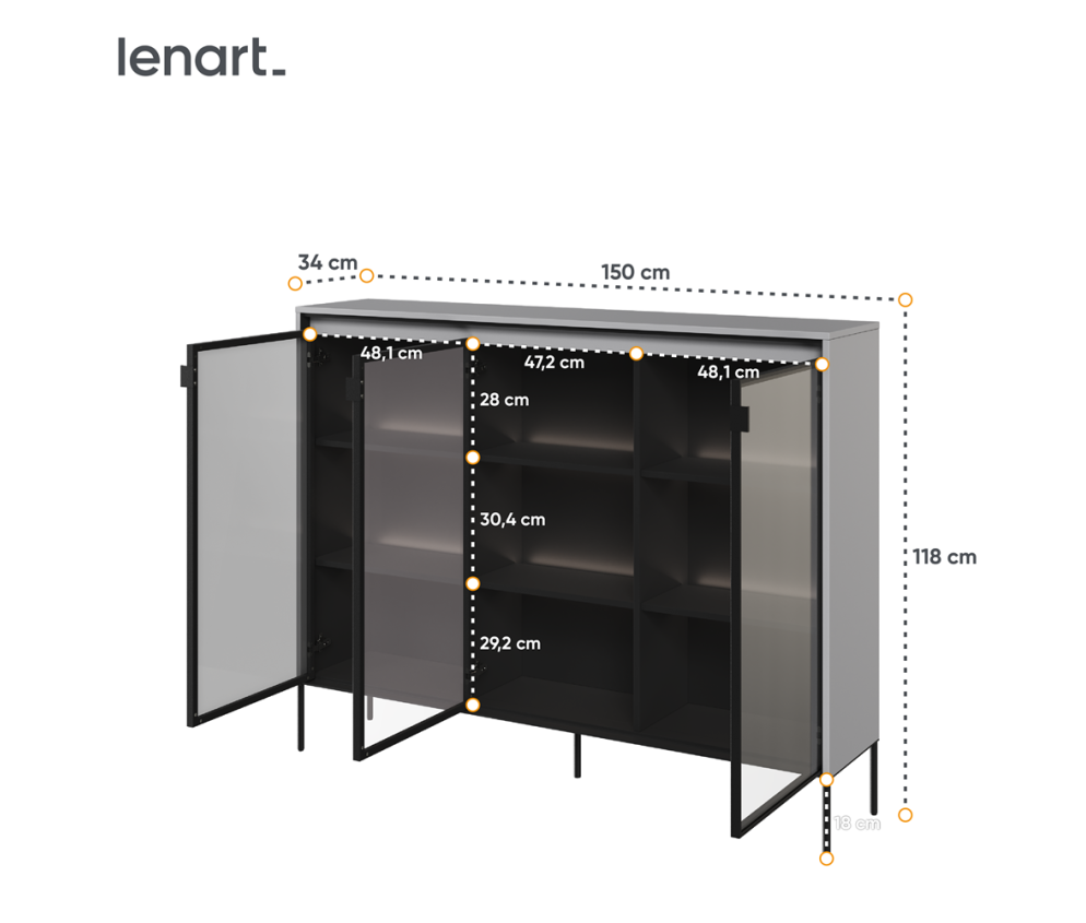 Witryna z oświetleniem TREND TR-08 Szara