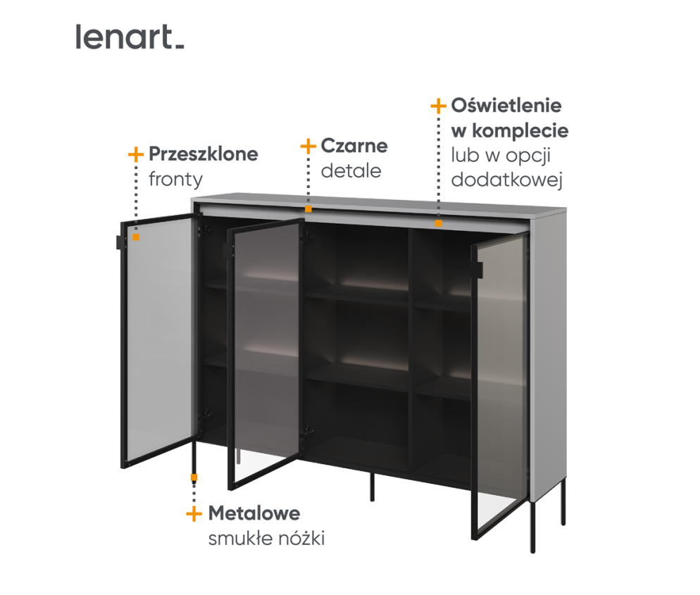 Witryna z oświetleniem TREND TR-08 Szara