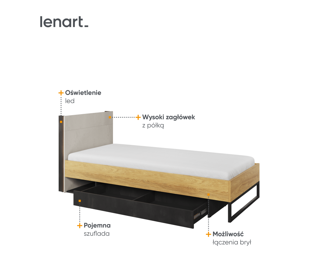 Łóżko ze stelażem TEEN FLEX TF-16