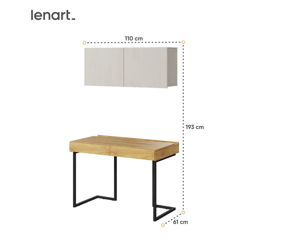 Biurko z szafką wiszącą TEEN FLEX SET-10B