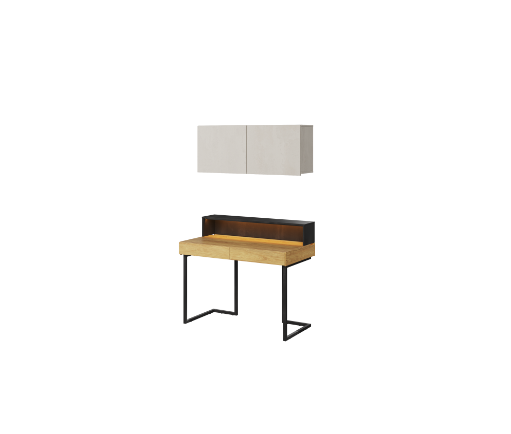 Biurko z nadstawką i szafką wiszącą TEEN FLEX SET-12B