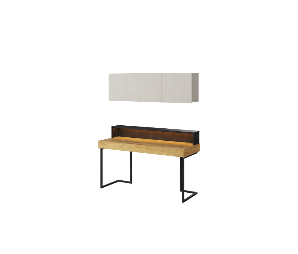 Biurko z nadstawką i szafką wiszącą TEEN FLEX SET-12A