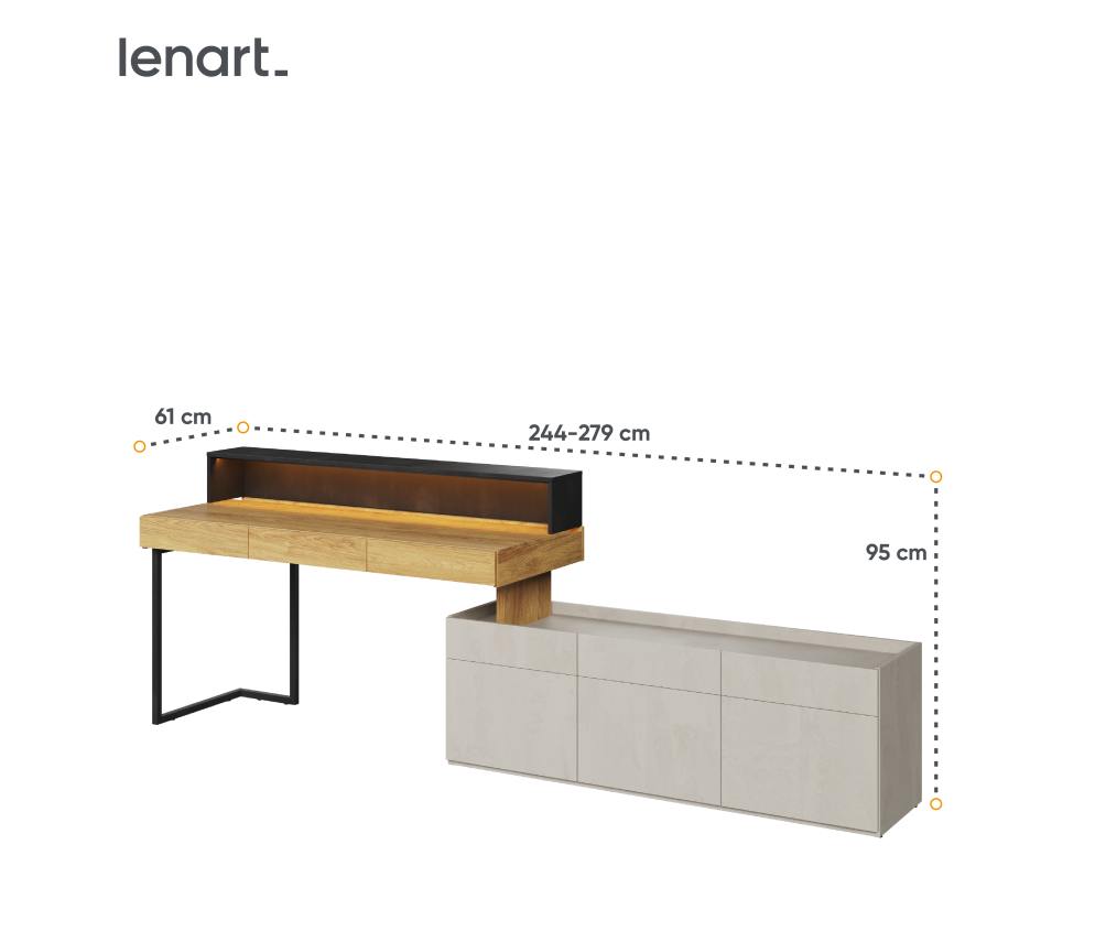 Biurko z nadstawką i szafką TEEN FLEX SET-13A