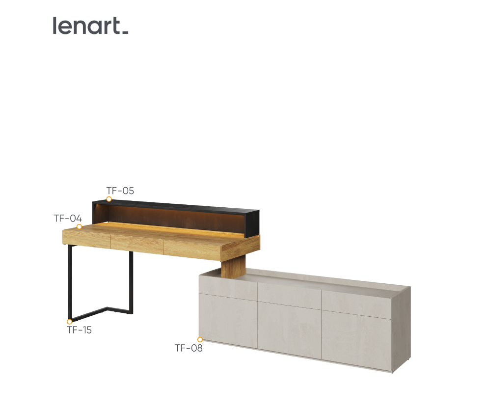 Biurko z nadstawką i szafką TEEN FLEX SET-13A