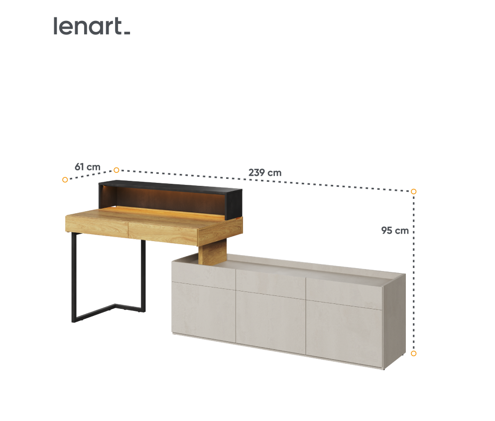 Biurko z nadstawką i szafką TEEN FLEX SET-13B