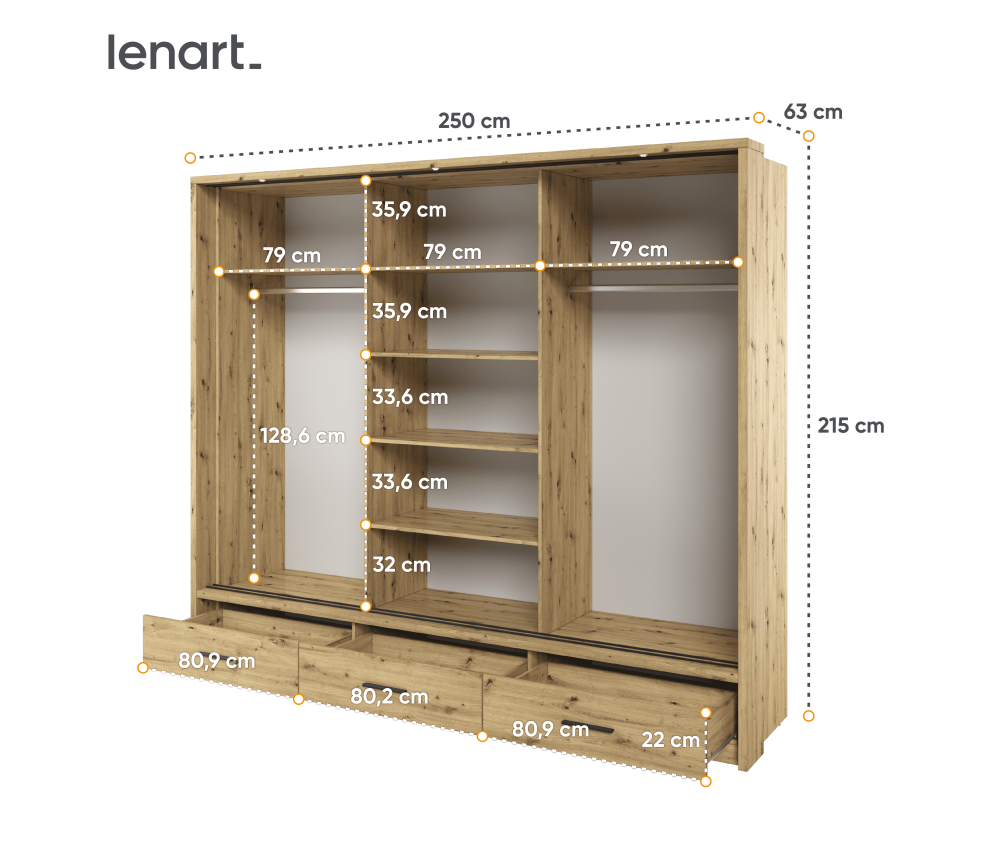 Szafa przesuwna z oświetleniem ARTI AR-01