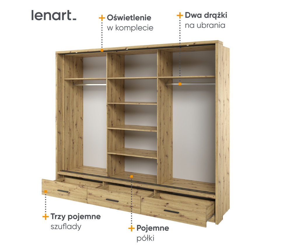 Szafa przesuwna z oświetleniem AR-01P-3L