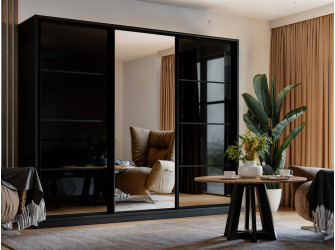 Szafa Przesuwna Porto 270 Czarny Połysk