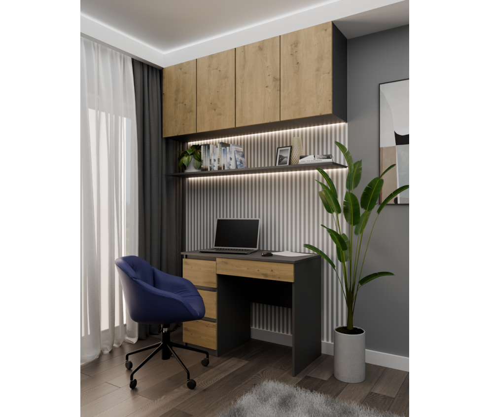 Biurko Mijas LEWE ANTRACYT ARTISAN