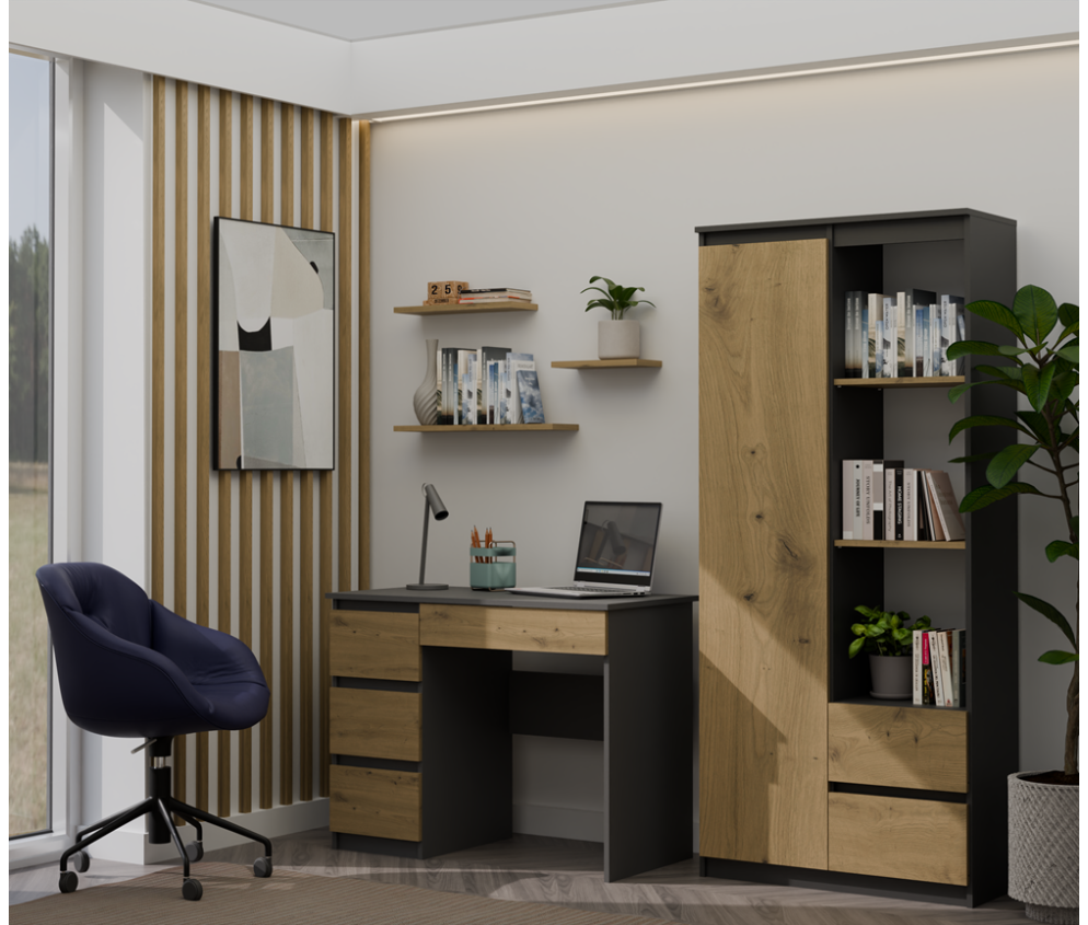 Biurko Mijas LEWE ANTRACYT ARTISAN