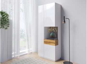 Witryna Prawa Keli 13 Biały+Biały Połysk+Dąb Wotan