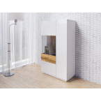 Komoda Keli wysoka 2D Lewa 42 Biały+Biały Połysk+Dąb Wotan