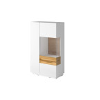 Komoda Keli wysoka 2D Prawa 44 Biały+Biały Połysk+Dąb Wotan