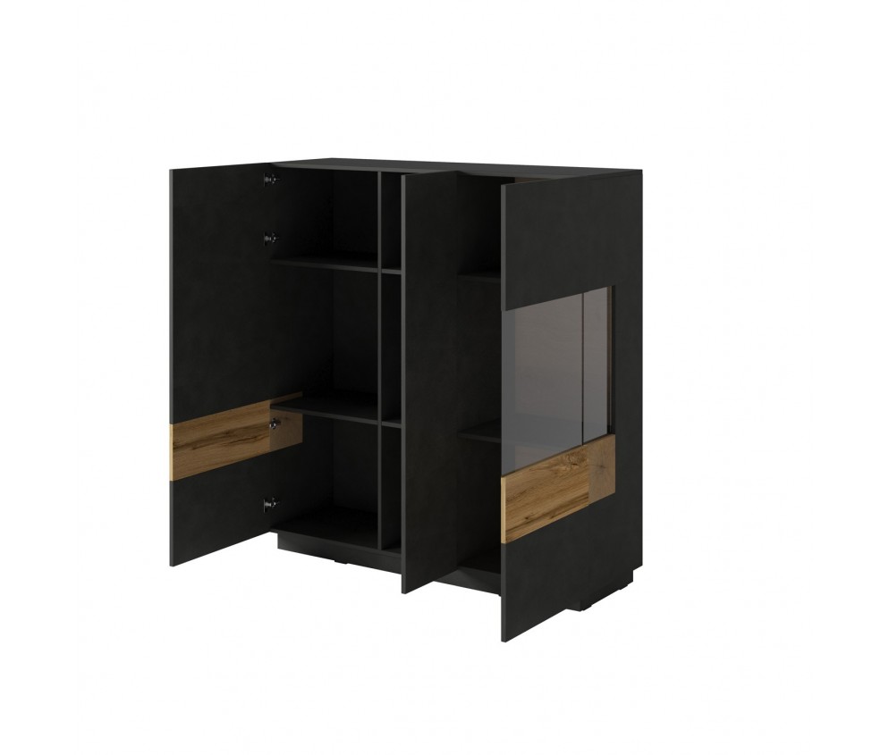 Komoda Keli wysoka 3D 46 Biały+Biały Połysk+Dąb Wotan