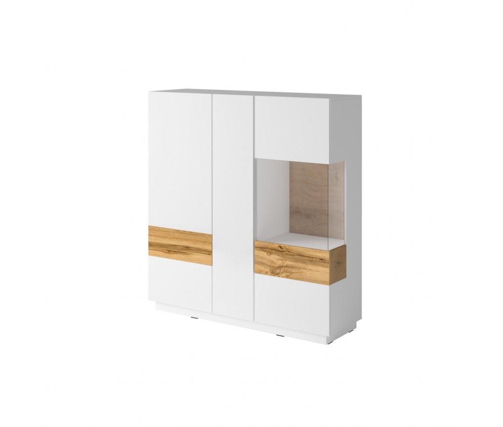 Komoda Keli wysoka 3D 46 Biały+Biały Połysk+Dąb Wotan