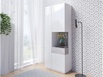 Witryna Prawa Keli 13 Biały+Biały Połysk+Beton