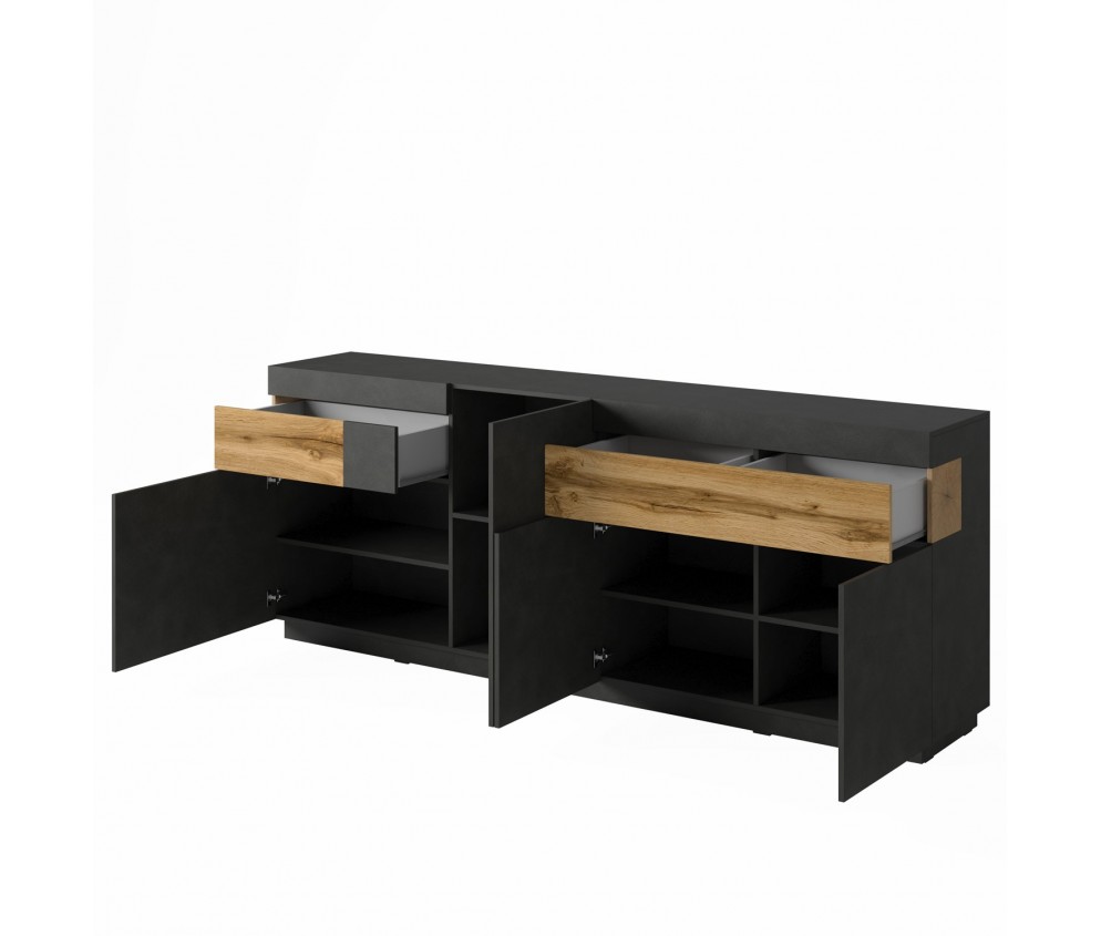 Komoda Keli 4D2S 25 Biały+Biały Połysk+Beton