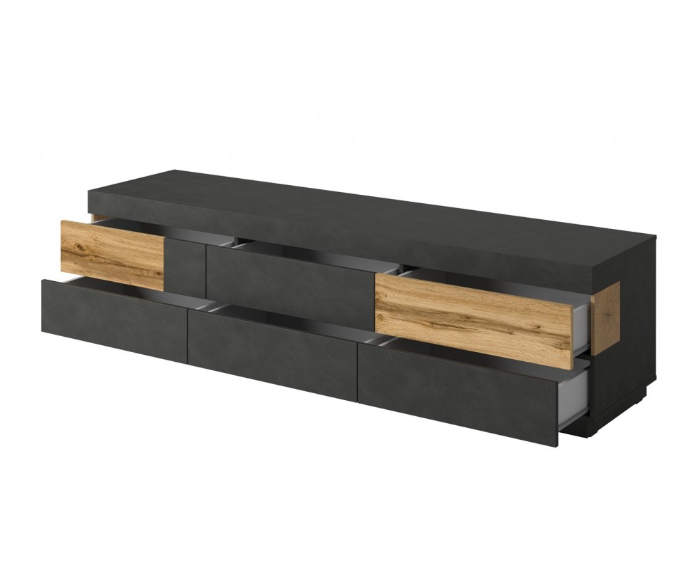 Komoda Keli RTV 6S 40 Biały+Biały Połysk+Beton