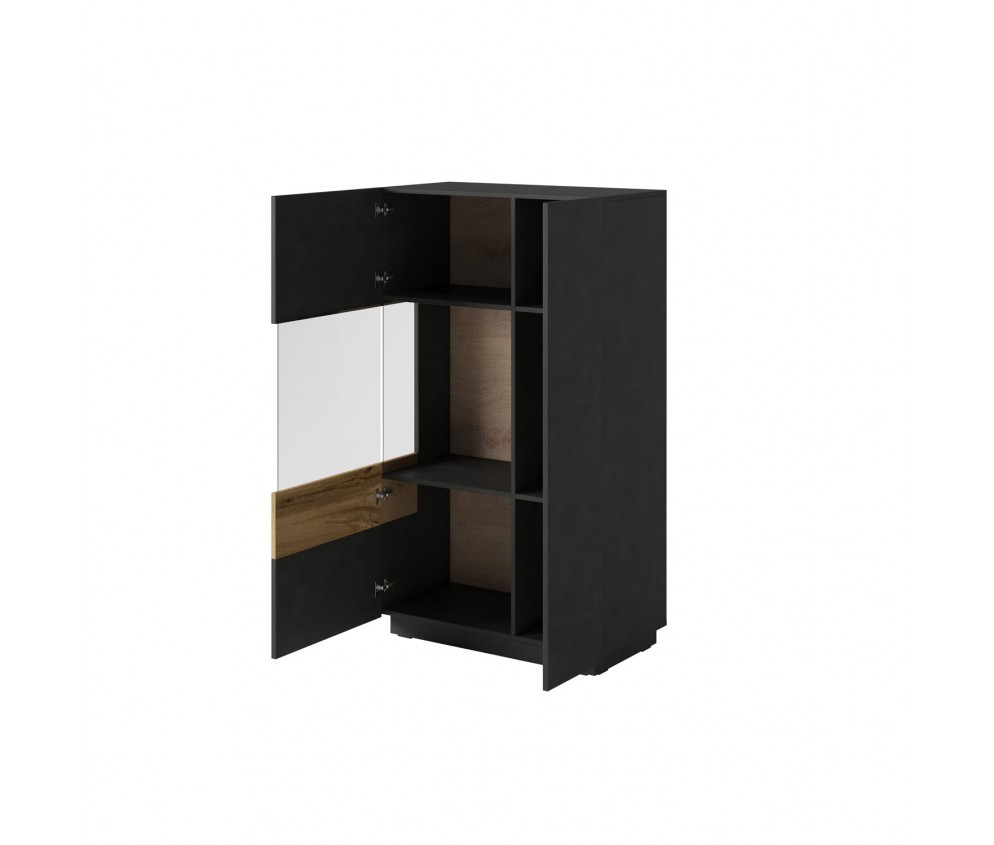 Komoda Keli wysoka 2D Lewa 42 Biały+Biały Połysk+Beton