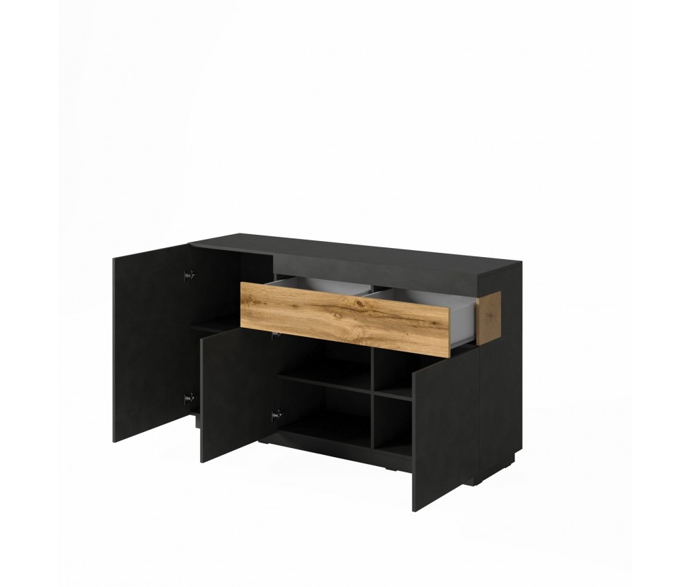 Komoda Keli 3D1S 43 Biały+Biały Połysk+Beton