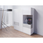 Komoda Keli wysoka 3D 46 Biały+Biały Połysk+Beton