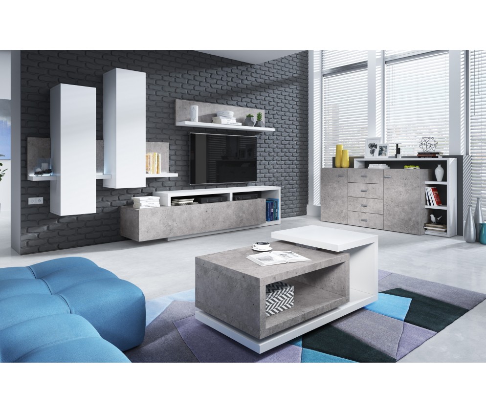 Meblościanka Tabo Biały/Beton