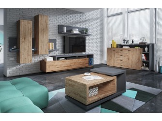 Meblościanka Tabo Antracyt/Dąb Ribbec