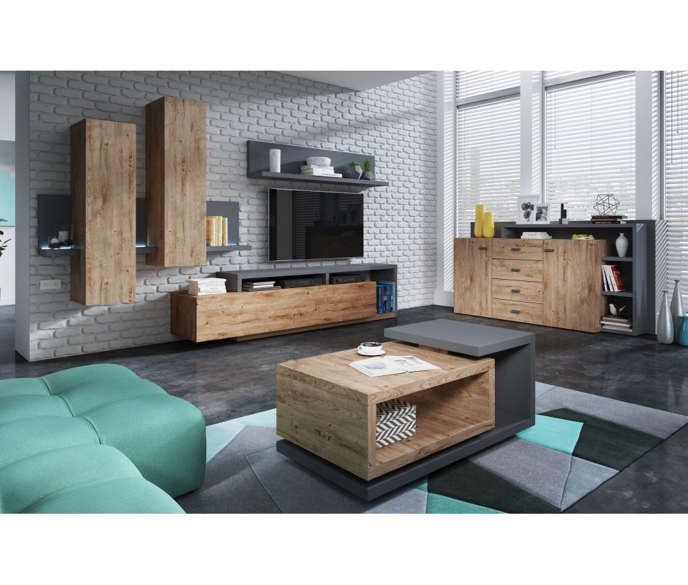 Meblościanka Tabo Antracyt/Dąb Ribbec