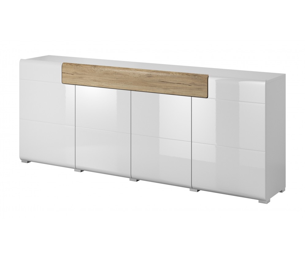 Komoda Toledo 4D1S Biały Połysk + San Remo