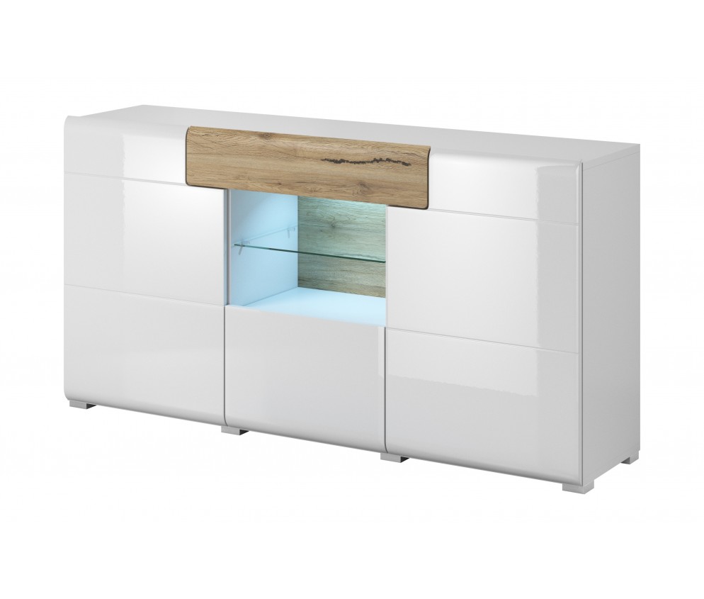 Komoda Toledo 3D1S Biały Połysk + San Remo