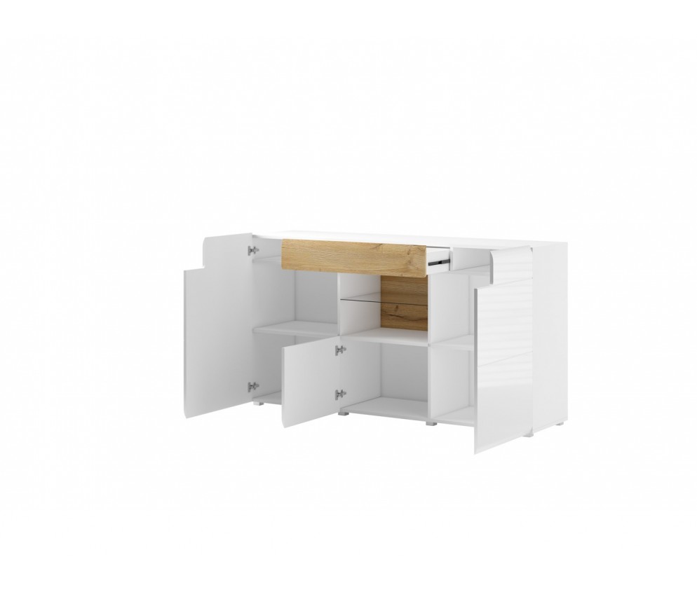Komoda Toledo 3D1S Biały Połysk + San Remo