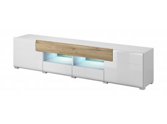 Komoda Toledo RTV 2D4S Biały Połysk + San Remo