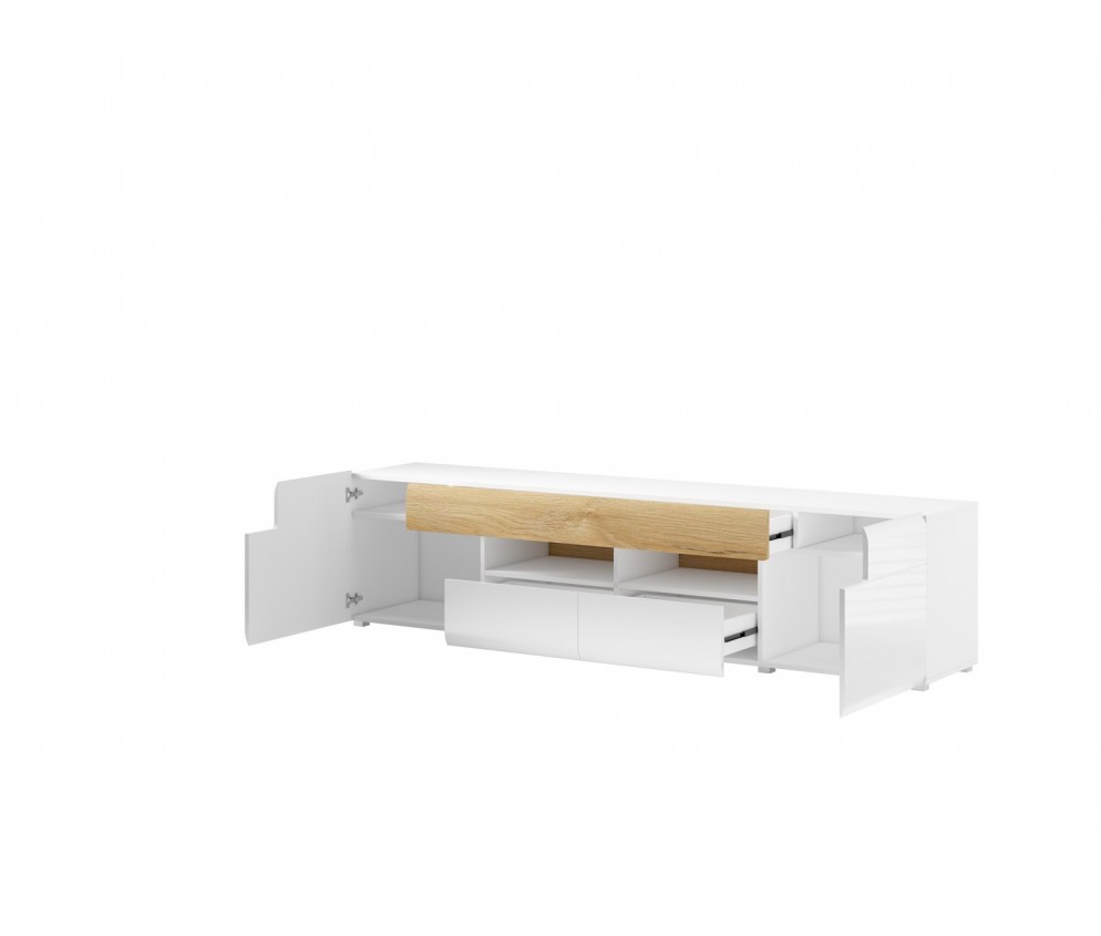 Komoda Toledo RTV 2D4S Biały Połysk + San Remo