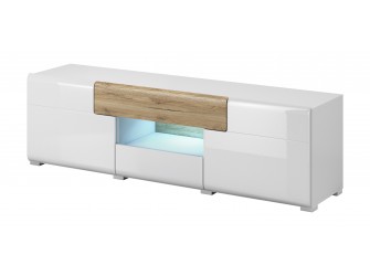 Komoda Toledo RTV 2D2S Biały Połysk + San Remo