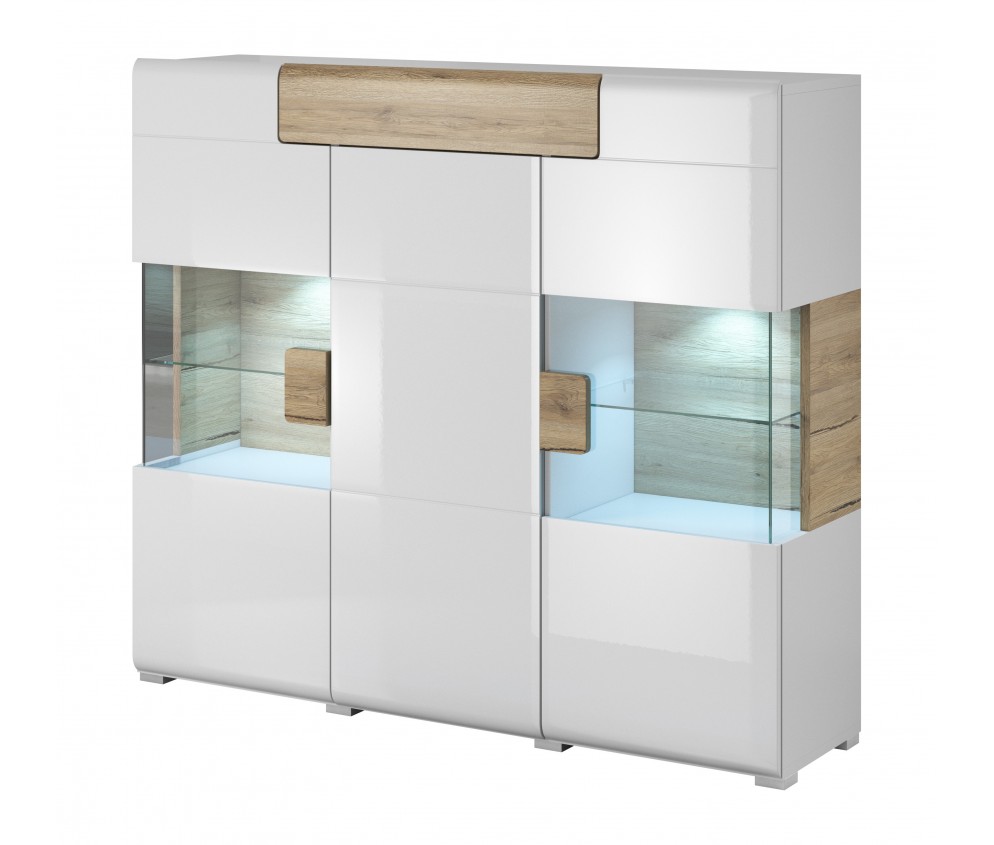 Komoda Toledo 3D1S Biały Połysk + San Remo
