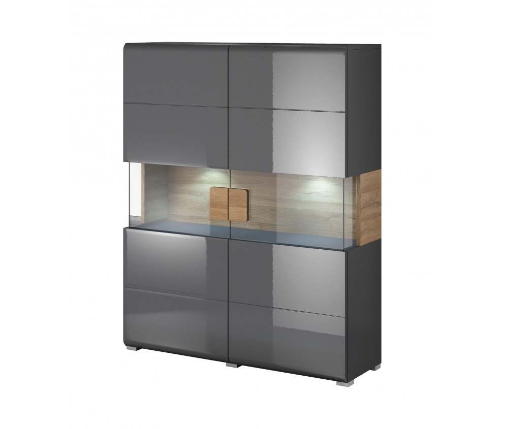 Komoda Toledo 2D2S Antracyt Połysk + Dąb Grandson