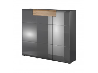 Komoda Toledo 3D1S Antracyt Połysk + Dąb Grandson
