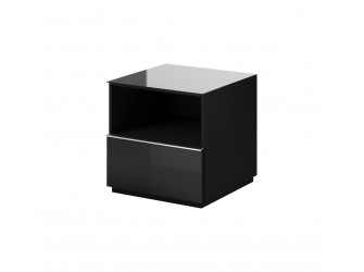 Komoda RTV Helio 1S 37 Czarny/Czarne Szkło