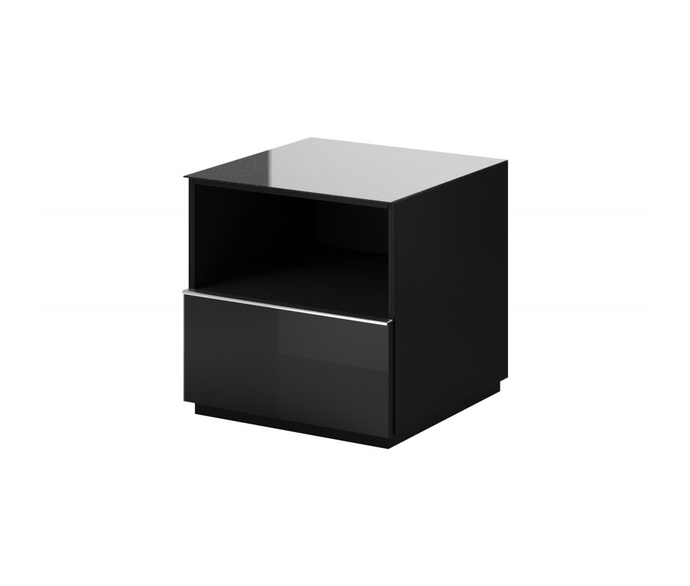 Komoda RTV Helio 1S 37 Czarny/Czarne Szkło